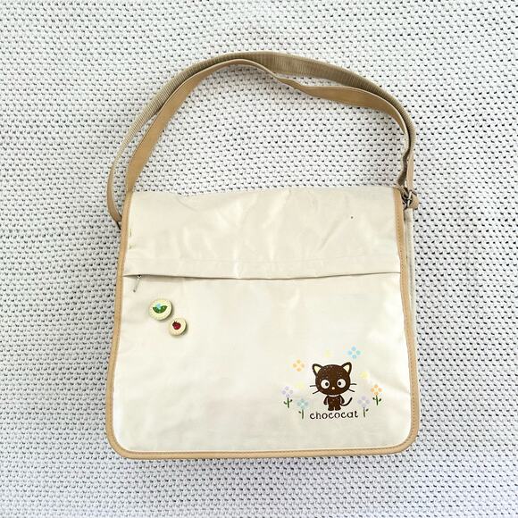 Sanrio Handbags - Chococat Sanrio Beige Nylon Messenger Y2K Buttons Shoulder Crossbody Bag 2005